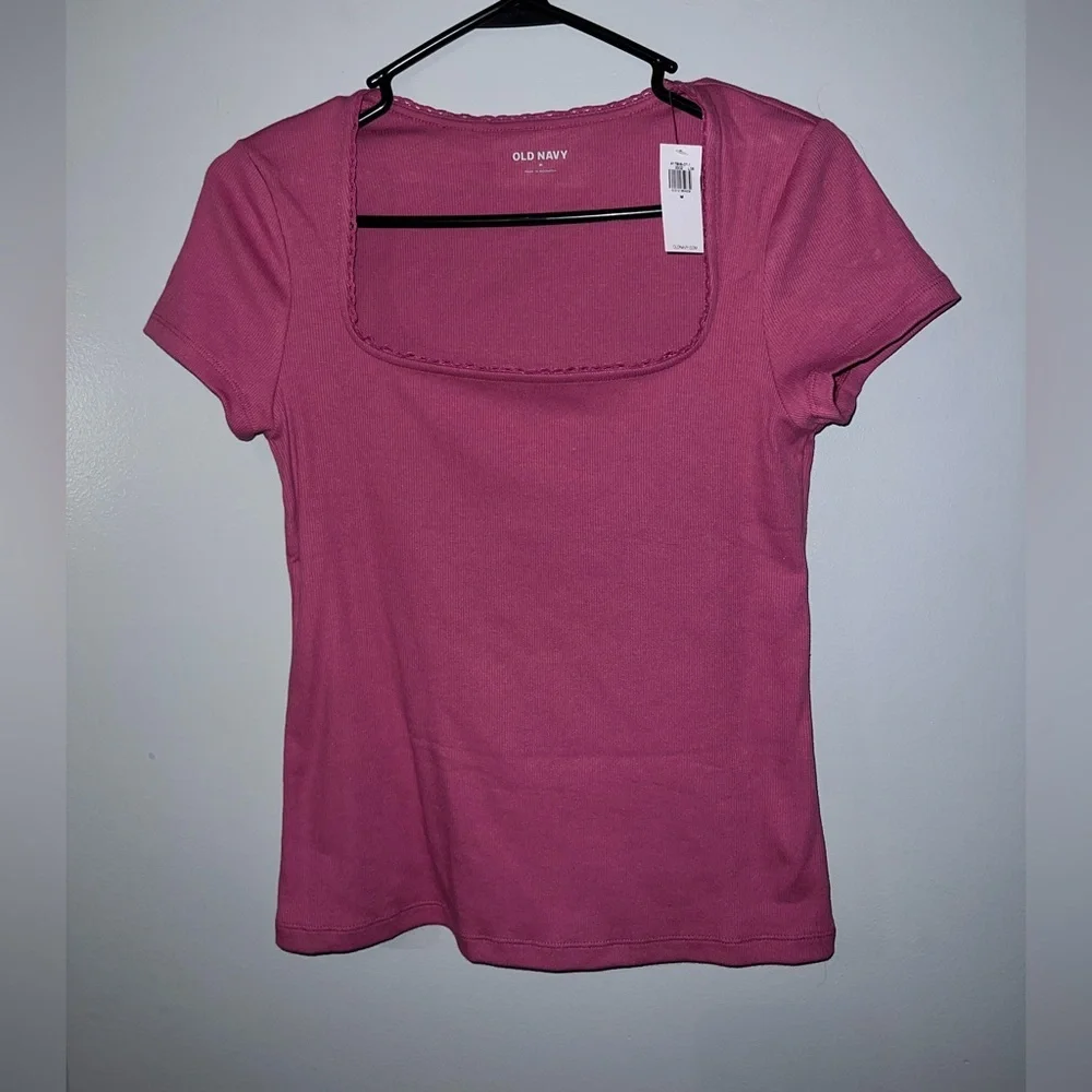 NWT Old Navy Lace Trim Rib Knit Top - Picture 1 of 8